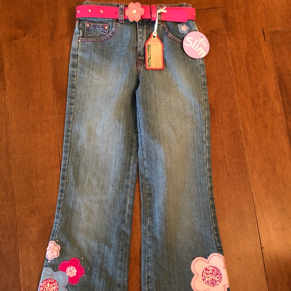 SOLD 🔴 Girls Flower Embellished Denim Jeans